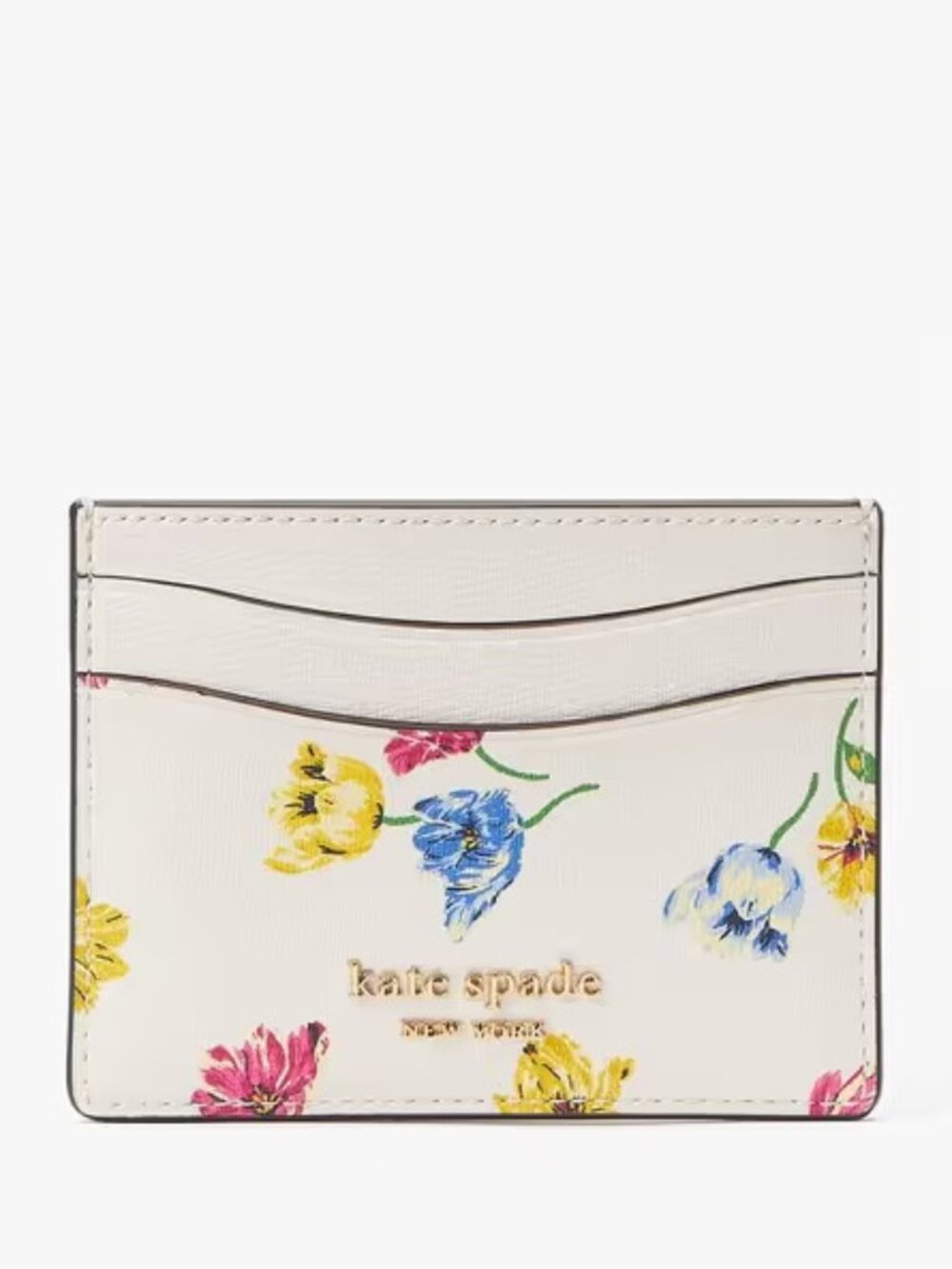 KATE SPADE Morgan Tulip Toss Cream Floral Saffiano Leather Cardholder